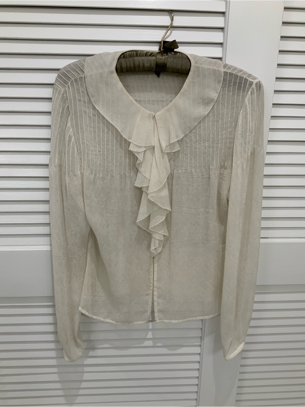 Anne Klein Cream Ruffle Front Blouse